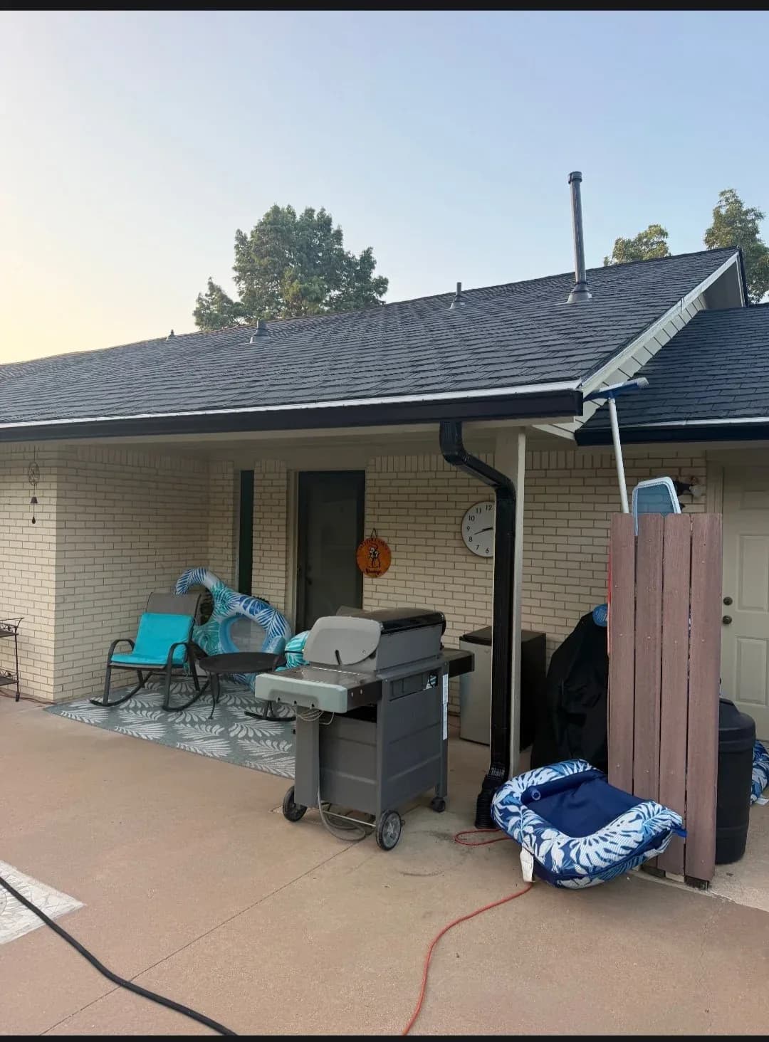 New gutters over a covered back patio