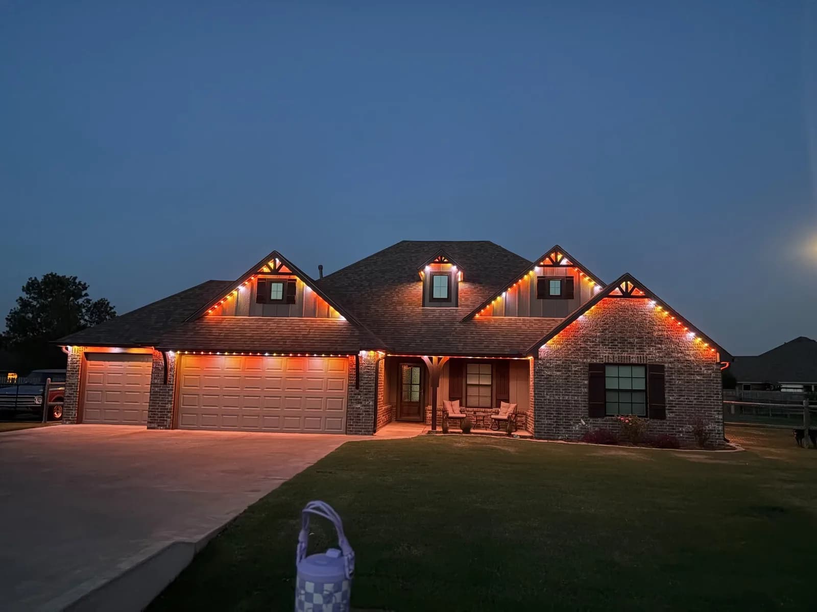 Ranch home in orange and purple for Halloween